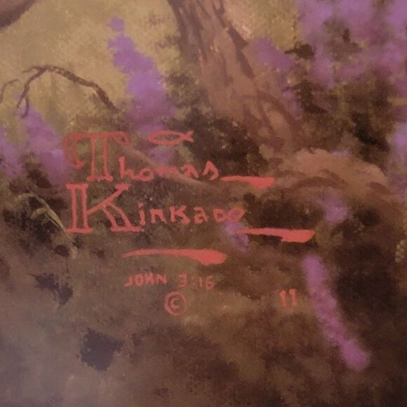 HOMETOWN BRIDGE, HOMETOWN MEMORIES V BY THOMAS KINKADE FRAMED AND SIGNED PRINT - Picture 7 of 11